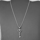 Sterling Silver Key Heart Fleur De Lis Necklace, Silver Necklace, Saints Necklace, France Necklace