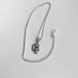 Sterling Silver Owl on the Moon Necklace, Silver Necklace, Owl Necklace, Religious Necklace