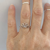 Sterling Silver Lotus Ring, Flower Ring, Silver Rings, Boho Ring, Stackable Ring