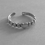 Sterling Silver Heart Toe Ring with Dots, Silver Rings, Love Ring, Heart Ring