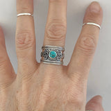 Sterling Silver Bali Style Genuine Turquoise Ring, Statement Ring, Boho Ring, Silver Ring