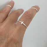 Sterling Silver Small Sideway Cross Ring, Dainty Ring, Religious Ring, Silver Ring