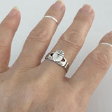 Sterling Silver Large Claddagh Ring, Friendship Ring, Heart Ring, Irish Ring, Silver Ring