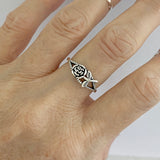 Sterling Silver Single Rose Ring, Silver Ring, Boho Ring, Flower Ring