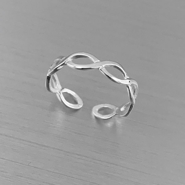 Sterling Silver Thin Braided Toe Ring, Silver Rings, Braid Ring ...