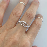 Sterling Silver Knotted Loop Ring, Boho Ring, Knot Ring, Silver Ring