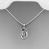 Sterling Silver Large Oval Waves Necklace, Silver Necklace, Wave Necklace, Ocean Necklace