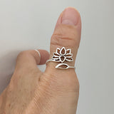 Sterling Silver Adjustable Lotus Flower Ring, Silver Ring, Boho Ring, Flower Ring