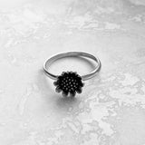 Sterling Silver Sunflower Ring, Dainty Ring, Boho Ring, Silver Ring, Flower Ring