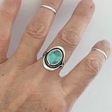 Sterling Silver Bali Style Genuine Turquoise Ring, Silver Ring, Statement Ring, Boho Ring