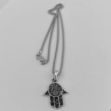 Sterling Silver Hand of God Necklace, Silver Necklace, Boho Necklace, Hamsa Necklace