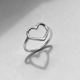 Sterling Silver Open Heart Ring, Boho Ring, Silver Ring, Love Ring