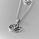 Sterling Silver Cut Out Lotus Necklace, Silver Necklace, Flower Necklace, Spirit Necklace