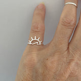 Sterling Silver Waves and Sunset Ring, Silver Ring, Wave Ring, Sun Ring