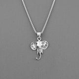Sterling Silver Elephant Head Necklace, Silver Necklace, Elephant Necklace, Animal Necklace