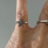 Sterling Silver Starfish Toe Ring, Silver Rings, Star Ring, Seashell Ring