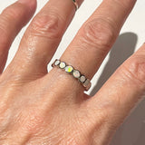 Sterling Silver White Lab Opal Band, Silver Ring, Opal Ring, Boho Ring, Wedding Band
