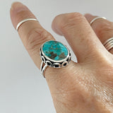 Sterling Silver Large Boho Genuine Turquoise Ring, Silver Ring, Statement Ring, Stone Ring