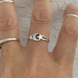 Sterling Silver Moon and Star Ring, Silver Ring, Moon Ring, Celestial Ring