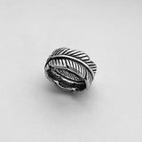 Sterling Silver Heavy Wraparound Feather Ring, Boho Ring, Statement Ring, Silver Ring, Leaf Ring