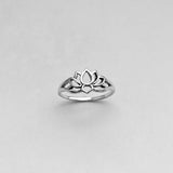 Sterling Silver Small Silhouette Lotus Ring, Flower Ring, Yoga Ring, Toe Ring