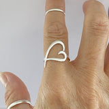 Sterling Silver Large Open Heart Ring, Boho Ring, Silver Ring, Love Ring