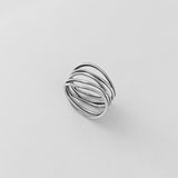 Sterling Silver Wide Band Wrapped Ring, Silver Ring, Boho Ring, Silver Band