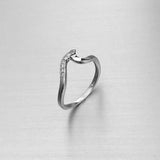 Sterling Silver Simple CZ Wave Ring, Silver Ring, Rings