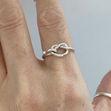 Sterling Silver Hooked Love Knot Ring, Dainty Ring, Boho Ring, Love Ring, Silver Ring