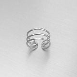 Sterling Silver Cuff 3 Band Ring, Silver Ring, Rings