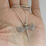 Sterling Silver Filigree Dragonfly Necklace, Silver Necklace, Boho Necklace, Spirit Necklace