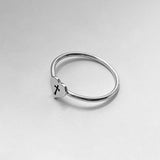 Sterling Silver Tiny Cross in Heart Ring, Dainty Ring, Cross Ring, Religious Ring