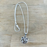 Sterling Silver Lotus OM Necklace, Silver Necklace, Lotus Necklace, Flower Necklace