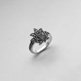 Sterling Silver Marcasite Lotus Ring, Flower Ring, Spirit Ring, Boho Ring
