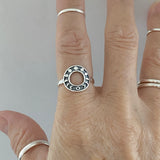 Sterling Silver Open Circle Moon Phases Ring. Silver Ring, Crescent Moon Ring, Celestial Ring