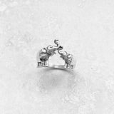 Sterling Sterling Kissing Elephant Ring, Silver Rings, Elephant Ring