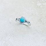 Sterling Silver Round Turquoise Ring, Boho Ring, Stone Ring, Silver Ring