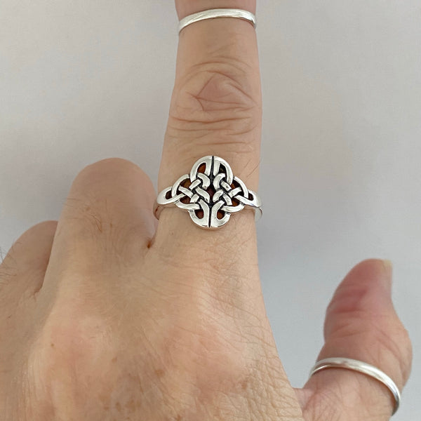 Sterling Silver Large Celtic Endless Knot Ring, Celtic Ring, Silver Ring, Boho Ring