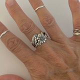 Sterling Silver Sunflower Ring, Flower Ring, Silver Ring, Leaf Ring, Statement Ring