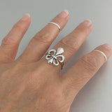 Sterling Silver Fleur De Lise Ring, Silver Rings, Saints Ring, Lotus Ring