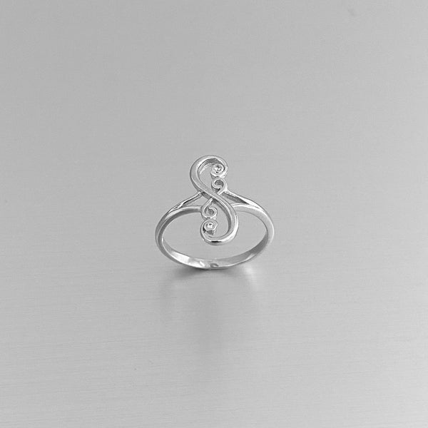 Sterling Silver Swirl S Shape Ring with CZ, Boho Ring, Silver Ring, Sw ...