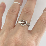 Sterling Silver Heart With Arrow Ring, Silver Ring, Heart Ring, Love Ring