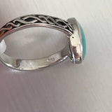 Sterling Silver Oval Turquoise Ring with Celtic Band, Silver Ring, Boho Ring
