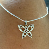 Sterling Silver Triquetra Celtic Butterfly Necklace, Boho Necklace, Silver Necklace, Celtic Necklace