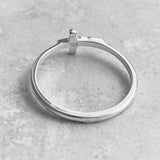 Sterling Silver Small Sideway Cross Ring, Dainty Ring, Religious Ring, Silver Ring