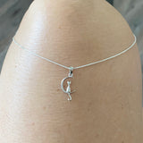 Sterling Silver Dainty Cat on Moon Necklace, Cat Necklace, Kitty Necklace, Animal Necklace