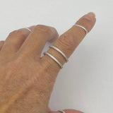 Sterling Silver Cuff CZ Band Ring, Bangle Ring, Boho Ring, CZ Ring