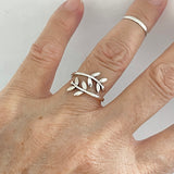 Sterling Silver Leaf Branch Ring, Boho Ring, Tree Ring, Silver Ring