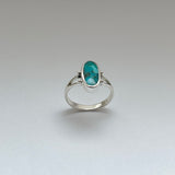Sterling Silver Oval Genuine Turquoise Ring, Silver Ring, Turquoise Stone Ring, Boho Ring