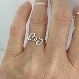 Sterling Silver Knotted Hearts Ring, Love Ring, Dainty Ring, Boho Ring, Heart Ring